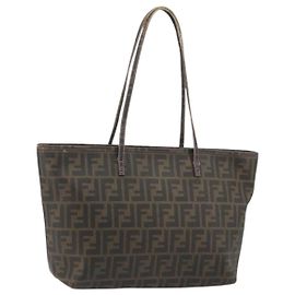 FENDI Zucca Canvas Tote Bag PVC Schwarz Braun