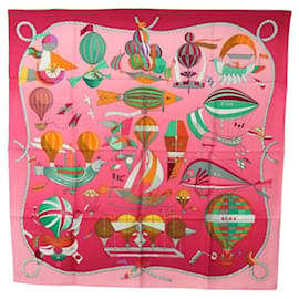Hermès HERMES Carre 90 Scarf  LES FOLIES DU CIEL  Silk Pink