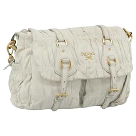 PRADA Shoulder Bag Leather White Gold