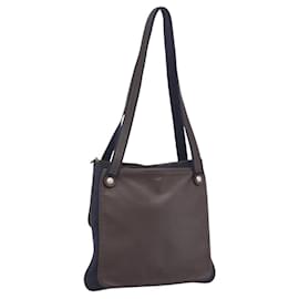 Hermès HERMES Mrs. Hippies Shoulder Bag Leather Navy Dark Brown