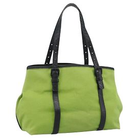 BOTTEGA VENETA Tote Bag Canvas Green Black 256763