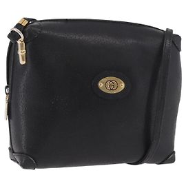 GUCCI Shoulder Bag Leather Black Gold 07 37 4916