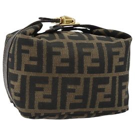 FENDI Zucca Canvas Pouch Black Brown