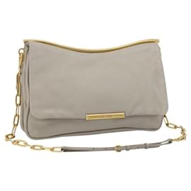 Miu Miu Chain Shoulder Bag Leather Gray Gold