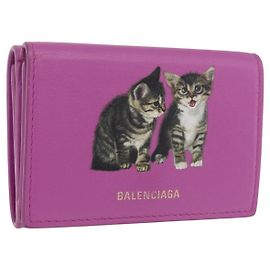 BALENCIAGA Compact Wallet Leather Pink Silver 558208