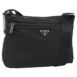 PRADA Nylon Shoulder Bag Black Silver