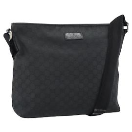 GUCCI GG Canvas Shoulder Bag Black Silver 339569
