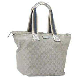GUCCI GG Canvas Tote Bag Silver 131231