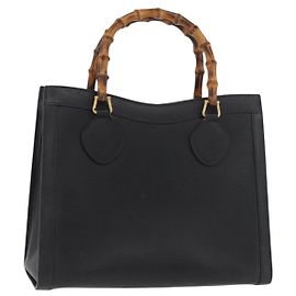 GUCCI Bamboo Hand Bag Leather Black Gold 002 2865 0260