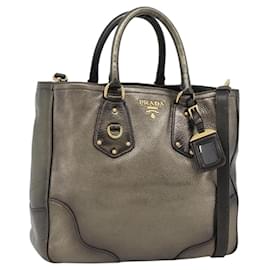 PRADA Tote Bag Leather 2way Gold