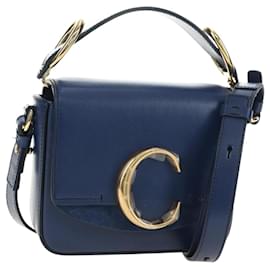 Chloe Chloe C Hand Bag Leather 2way Blue Gold - Chloé
