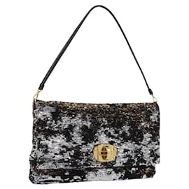 Miu Miu Shoulder Bag Sequin Black Gold
