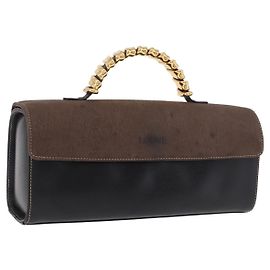LOEWE Velazquez Hand Bag Leather Suede Black Gold