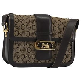 Céline CELINE C Sulky Horse Carriage Shoulder Bag Canvas Beige Gold