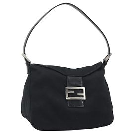 FENDI Hand Bag cotton Black Silver