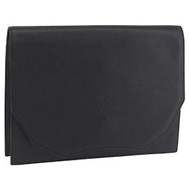 SAINT LAURENT Clutch-Tasche aus Leder Schwarz Gold