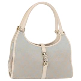GUCCI GG Canvas Jackie Handtasche Hellblau Gold 002 5068