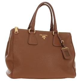 PRADA Bolsa Vittero Dino Leather Brown Gold - Prada