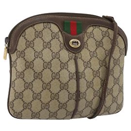GUCCI GG Supreme Web Sherry Line Bag PVC Beige Gold 904 02 047