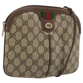 GUCCI GG Supreme Web Sherry Line Bag PVC Beige Gold 904 02 047