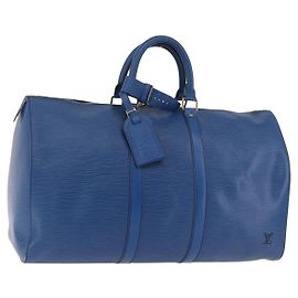 LOUIS VUITTON Epi Keepall 45 Boston Bag Blue M42975 LV