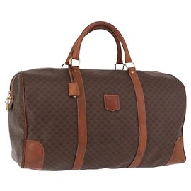 Céline CELINE Macadam Canvas Boston Bag PVC Leather Brown Gold