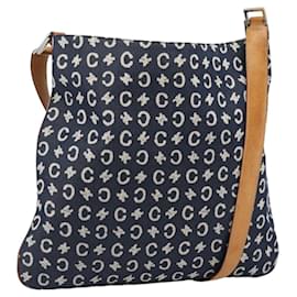Céline CELINE C Macadam Canvas Shoulder Bag Navy Silver