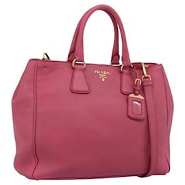 PRADA Hand Bag Vittero Dino Leather 2way Pink Gold