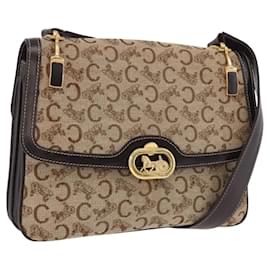 Céline CELINE C Sulky Horse Carriage Shoulder Bag Canvas Beige Gold