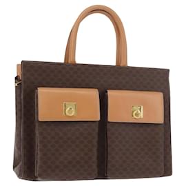 Céline CELINE Bolso Tote de lona Macadam PVC Piel Marrón Beige Dorado