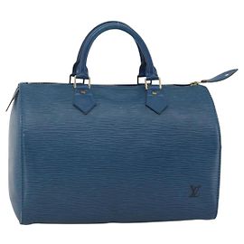 LOUIS VUITTON Epi Speedy 30 Hand Bag Toledo Blue M43005 LV