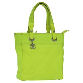 CHANEL Paris Biarritz Tote PM Tote Bag Canvas Green Neon Green CC