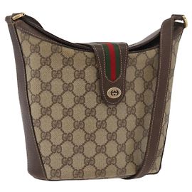 GUCCI GG Supreme Web Sherry Line Bag PVC Beige Gold 40 02 081