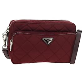 PRADA Schultertasche Nylon Bordeaux Silver - Prada