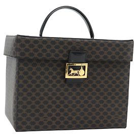 Céline CELINE Macadam Canvas Vanity Horse Carriage Bag PVC Leather Black