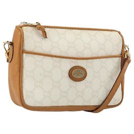 GUCCI GG Plus Supreme Shoulder Bag PVC White Gold