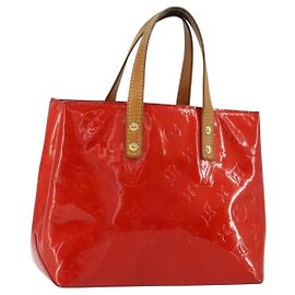 LOUIS VUITTON Monogram Vernis Reade PM Hand Bag Red Rouge M91088 LV