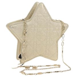 Christian Dior Bolsa de ombro Canage com corrente em couro dourado