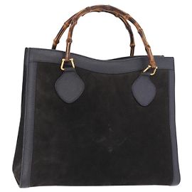 GUCCI Bamboo Tote Bag Wildleder Schwarz Gold 002 2853 0260 0