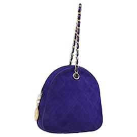 CHANEL Matelasse Chain Hand Bag Suede Purple Gold CC