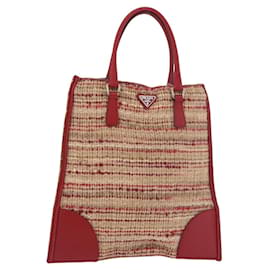 PRADA Handtasche Tweed Rot Silber - Prada