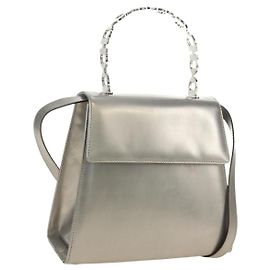 Salvatore Ferragamo Gancini Hand Bag Patent leather 2way Silver