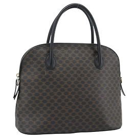 Céline CELINE Macadam Canvas Hand Bag PVC Leather Black Gold