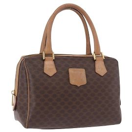 Céline CELINE Macadam Canvas Hand Bag PVC Leather Brown Gold