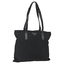 PRADA Tote Bag Nylon Black Silver