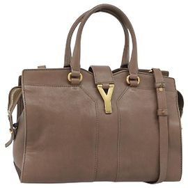 SAINT LAURENT Cavas chic Hand Bag Leather 2way Brown Gold 297957