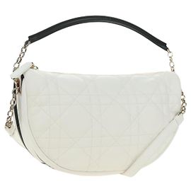 Christian Dior Canage Vibe Shoulder Bag Lamb Skin 2way White Gold