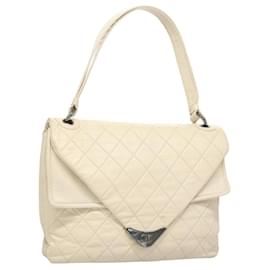 CHANEL Matelasse Shoulder Bag Lamb Skin White CC