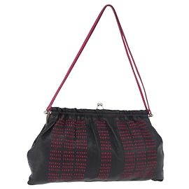 Miu Miu Shoulder Bag Leather Black Silver