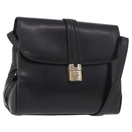 GUCCI Shoulder Bag Leather Navy Gold